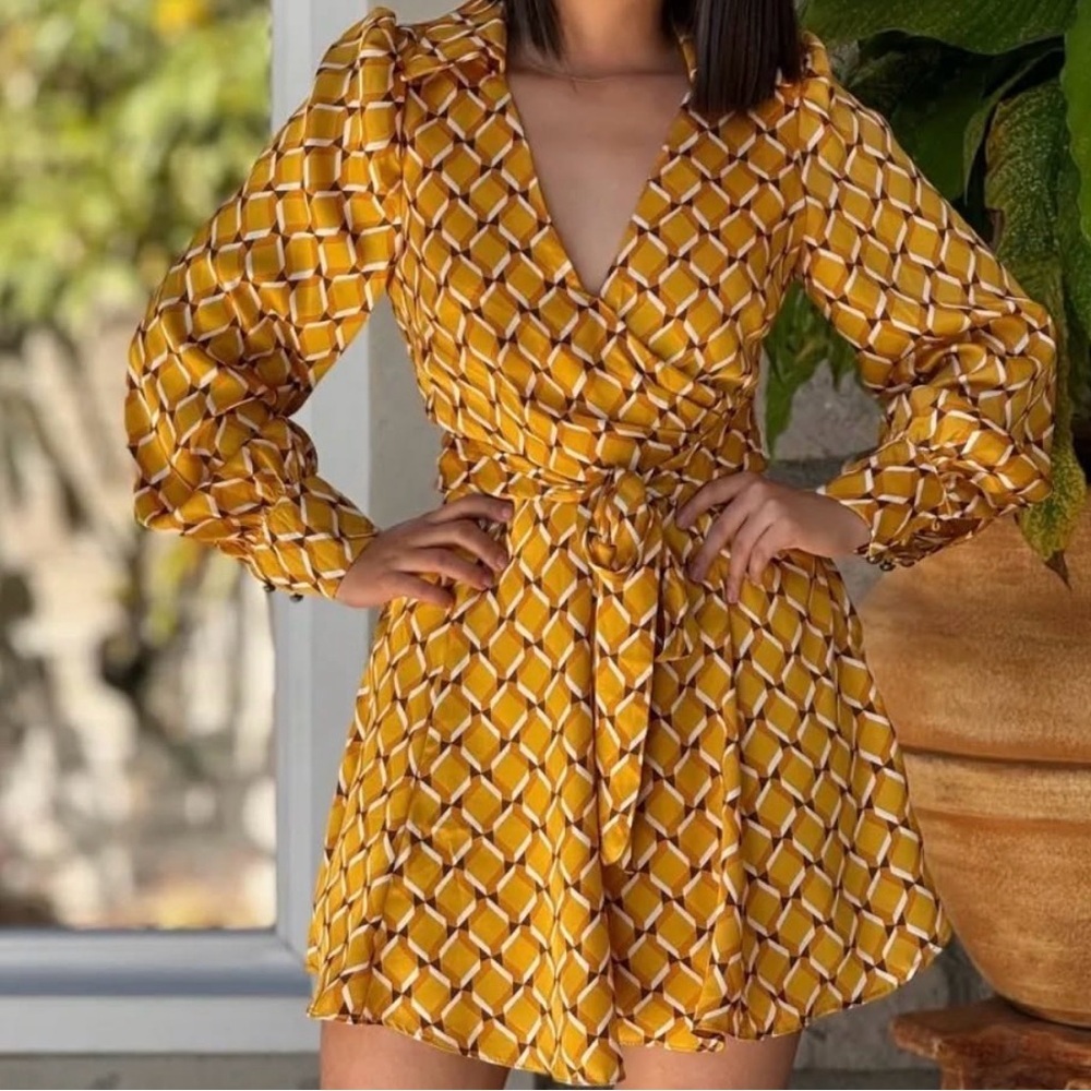 Mustard Seed Yellow Geometric Women's Dress